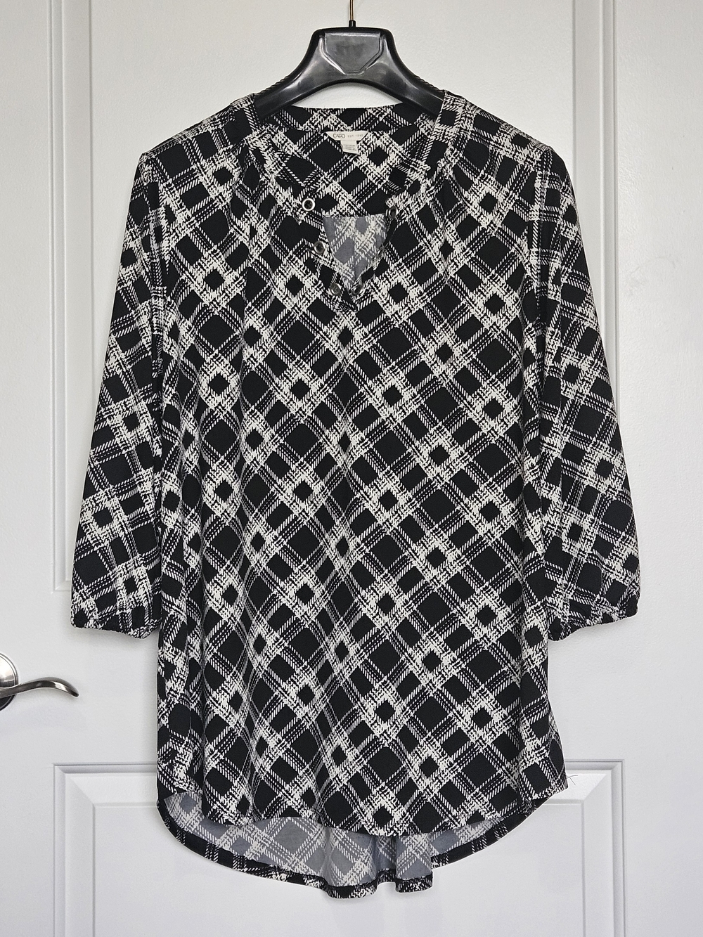 Cato Women's Plus Size 14/16 Lace Up Holiday Plaid Tunic Top